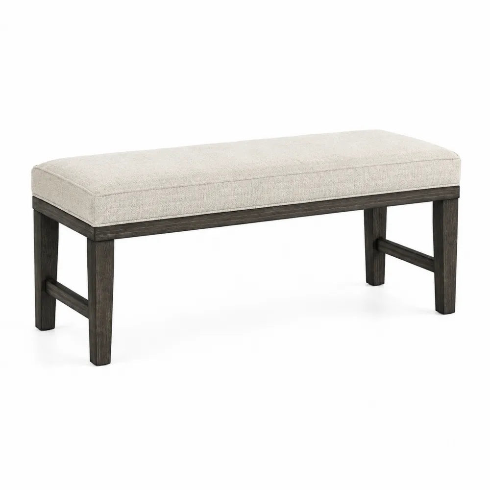 Beige Upholstered Bench with Wood Frame 48x16x18 inches