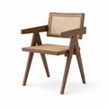 Wood Dining Chair with Woven Rattan Back and Seat