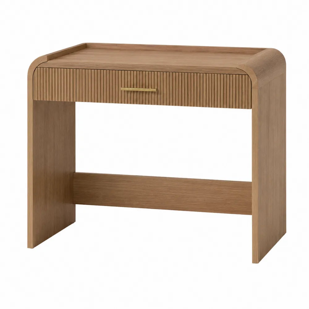 Wood Console Table with Drawer 80cm Natural