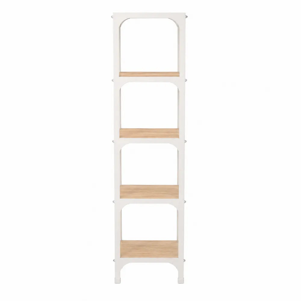 Five-Tier MDF Bookcase with White Metal Frame 60x30x180 cm