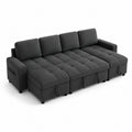 Linen Sectional Sofa Set with Chaise Dark Gray 270cm