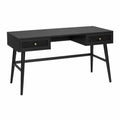Wood Desk with Rattan Drawer Panels and Metal Legs Black 120cm x 60cm x 75cm