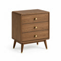 Wood Nightstand with Three Drawers Oak Finish
