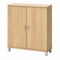 Wooden Two-Door Sideboard with Metal Handles 80x35x105 cm