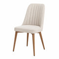 Polyester Fabric Dining Chair with Wood Legs Beige 82cm