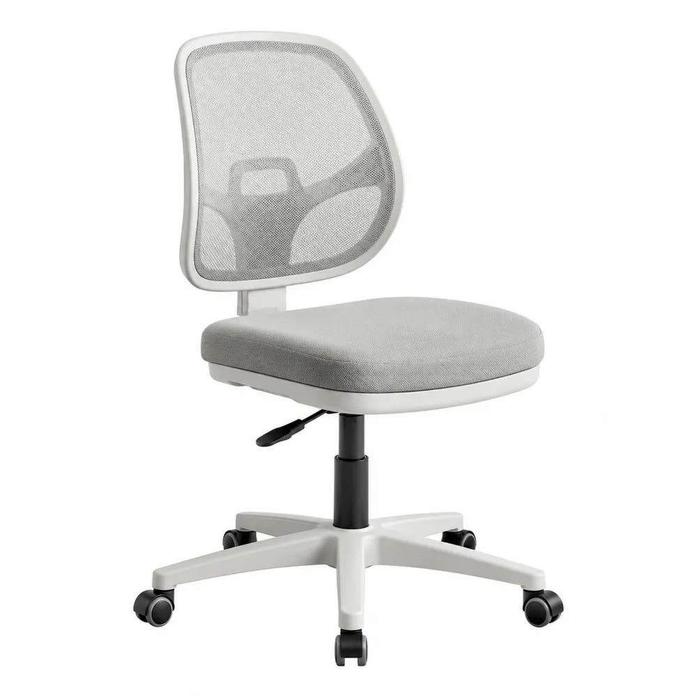 Ergonomic Office Chair Mesh Back Polyester Fabric Gray Adjustable