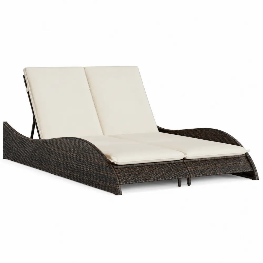 Outdoor Double Rattan Daybed with Cushions