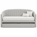 Gray Velvet Upholstered Daybed with Trundle