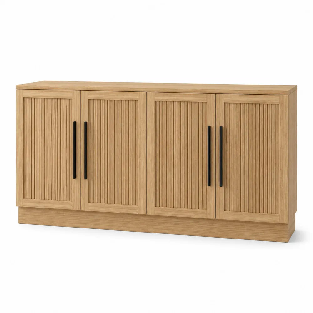 Solid Oak Sideboard with 4 Hinged Doors