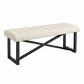 Rectangular Upholstered Bench with Steel Frame Beige 120cm