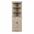 Wooden Corner Bookcase with Shelves and Cabinet