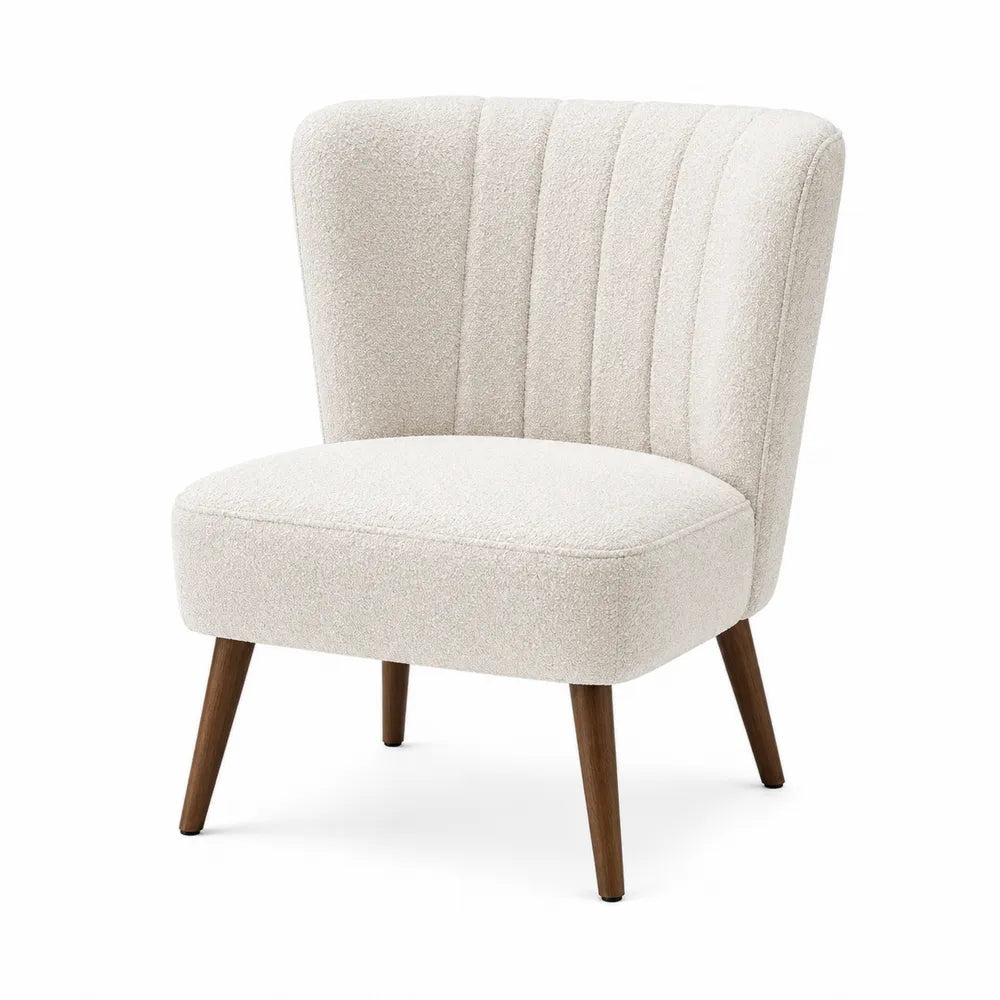 Polyester Upholstered Chair with Solid Wood Legs Beige 31.5in x 29.5in x 27.6in