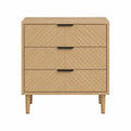 3-Drawer Oak Wooden Dresser with Metal Handles