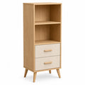 Oak and MDF Bookshelf with Two Drawers 100x40x30cm