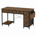 Wood and Metal Desk with Drawer Storage Brown 120x60x75cm