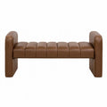 Faux Leather Brown Bench with Armrests 150cm