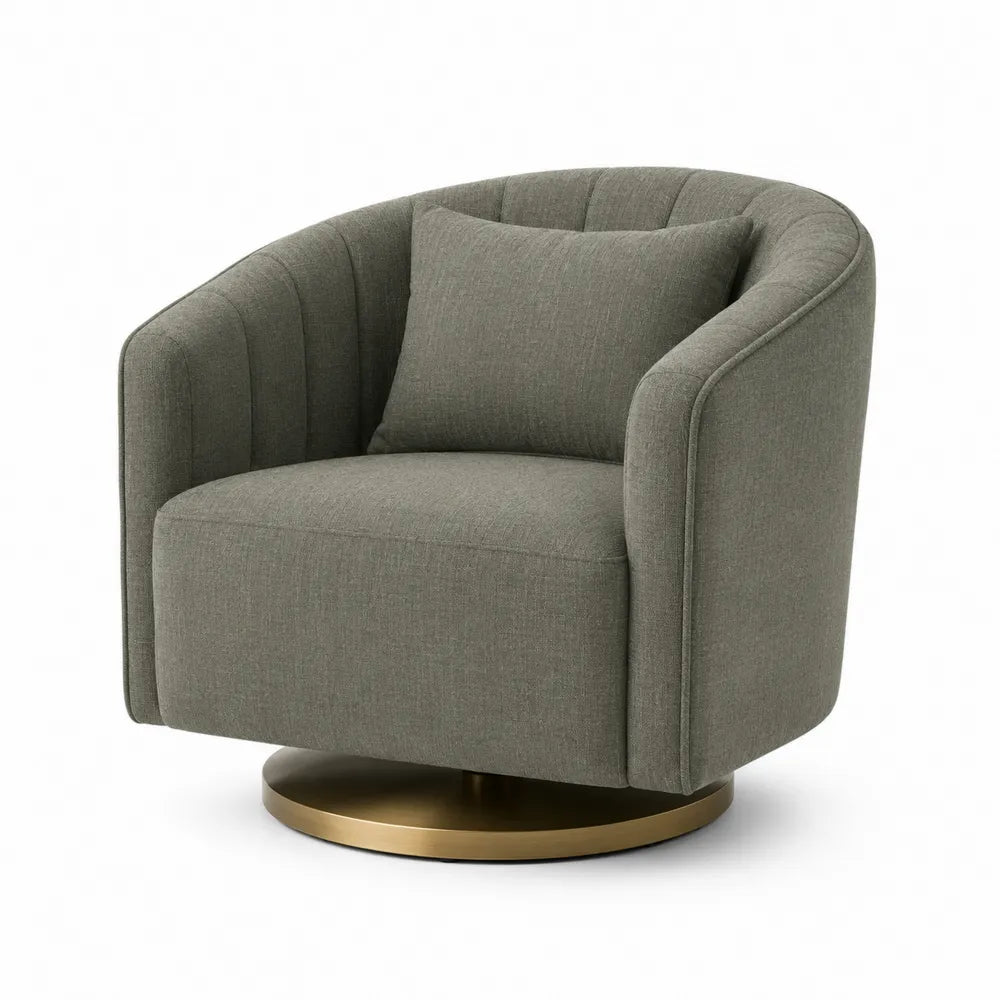 Gray Fabric Swivel lounge chair with Polyester and Metal Base