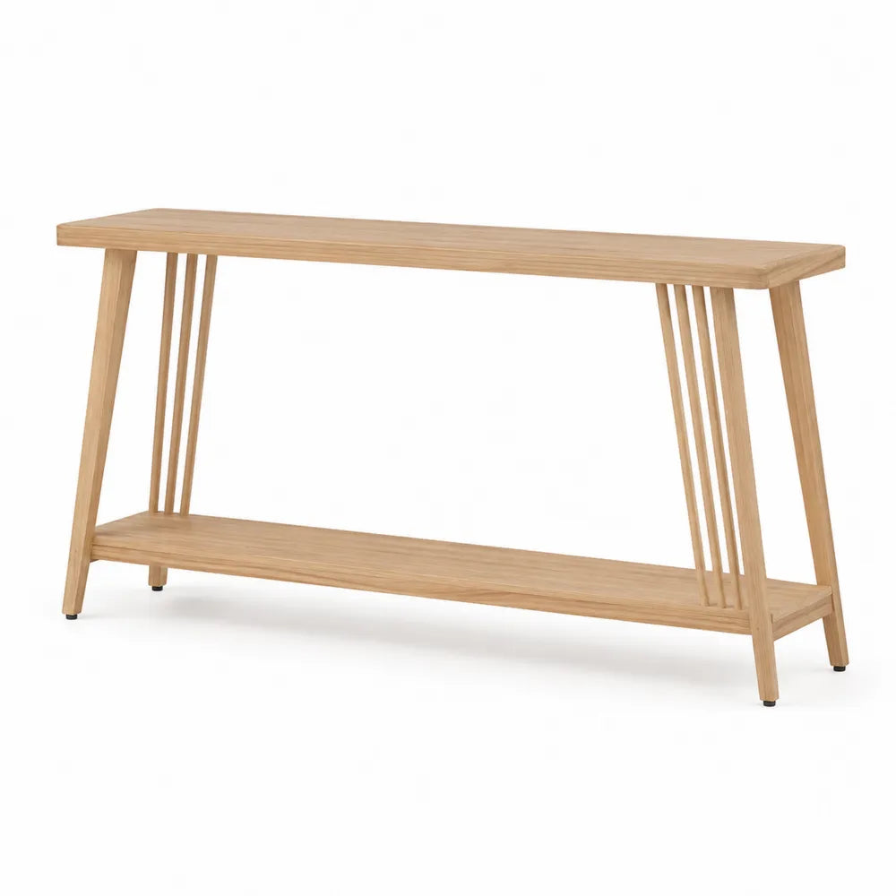 Solid Oak Console Table Natural Finish 120x30x75cm
