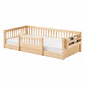 Wooden Child Bed with Rails and Book Storage Natural Pine 160x80 cm